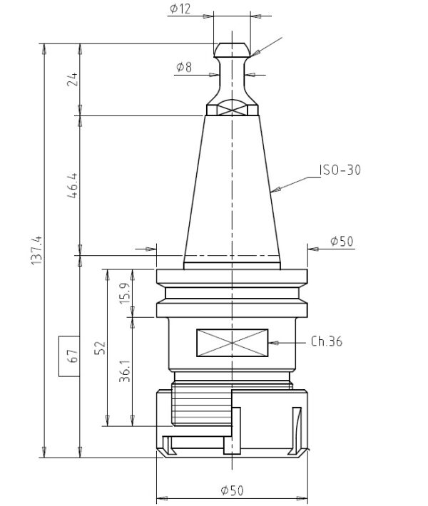 183.563.78S Long Series ISO30 Chucks for “ER32” Precision Collets - Image 2